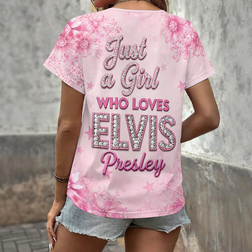 Elvis Presley 3D Women's V-Neck T-Shirt – HOATT20853