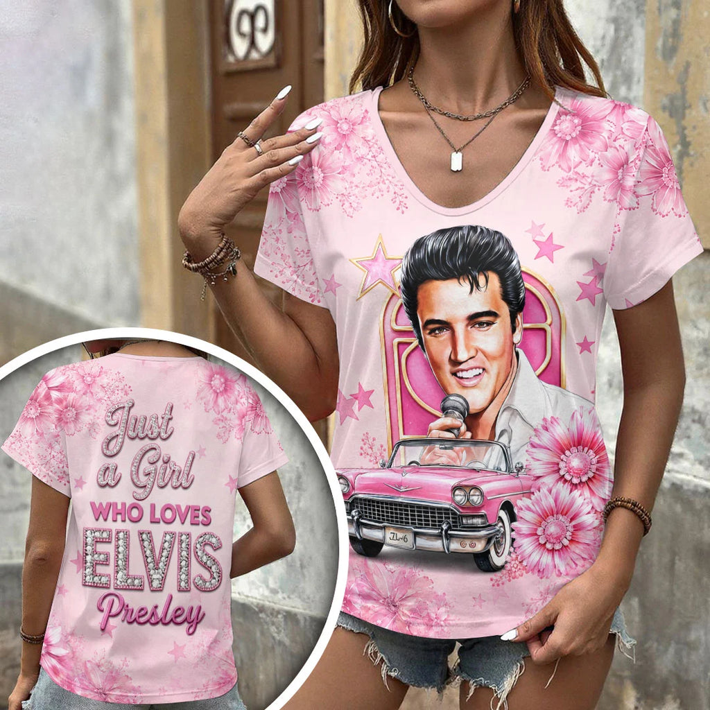 Elvis Presley 3D Women's V-Neck T-Shirt – HOATT20853