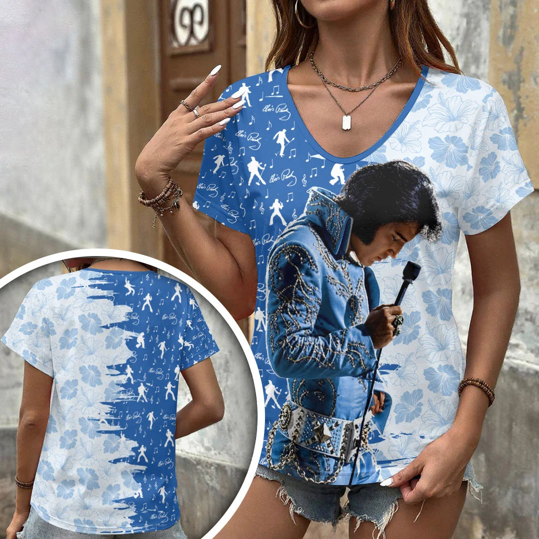 Elvis Presley 3D Women's V-Neck T-Shirt – HOATT20863