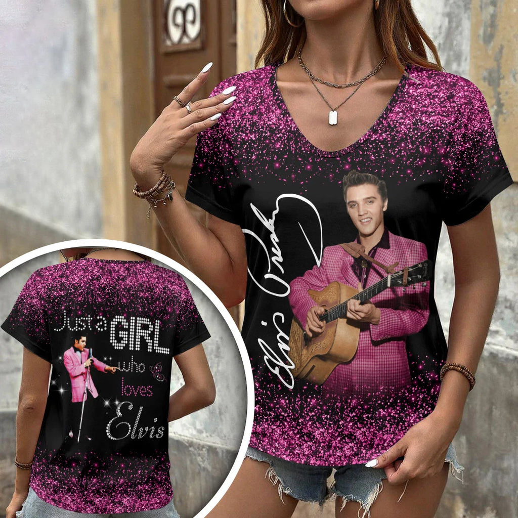 Elvis Presley 3D Women's V-Neck T-Shirt – HOATT20891
