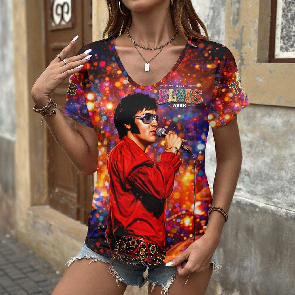 Elvis Presley 3D Women's V-Neck T-Shirt – HOATT21277