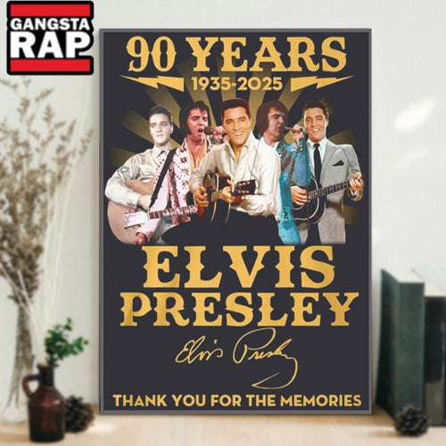 Elvis Presley 90 Years 1935-2025 Thank You For The Memories Signature Poster Canvas Art
