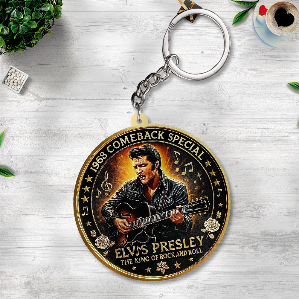 Elvis Presley Custom Shape 2-sided Keychain – TANTN17063