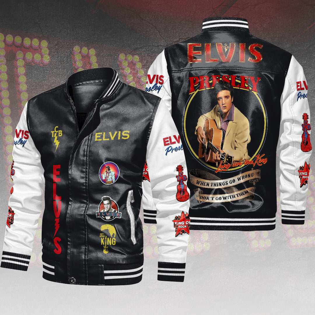 Elvis Presley Leather Bomber Jacket – HOATT15707