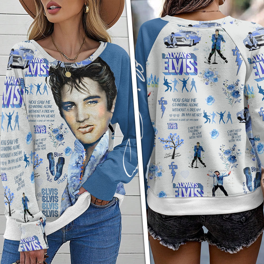 Elvis Presley Round Neck Raglan Sleeve Sweatshirt – TMTHU7500
