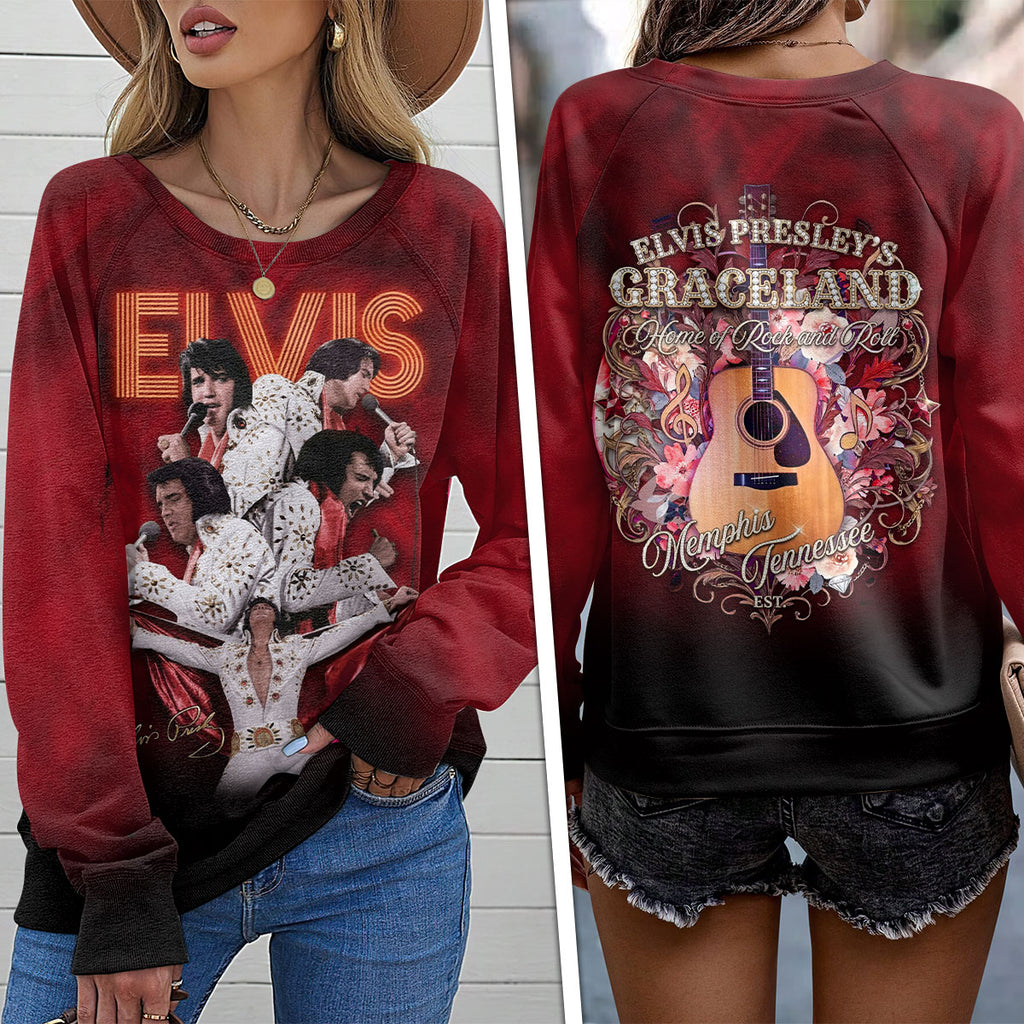 Elvis Presley Round Neck Raglan Sleeve Sweatshirt – TMTHU7283