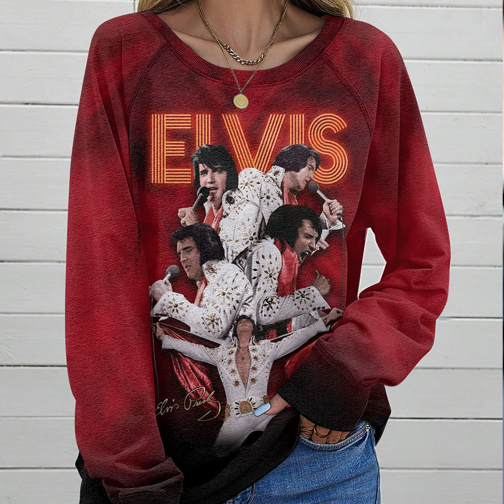 Elvis Presley Round Neck Raglan Sleeve Sweatshirt – TMTHU7283