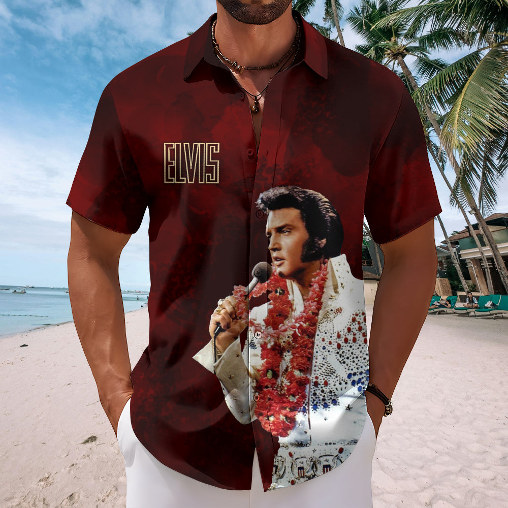 Elvis Presley Short Sleeve Button-Down Shirt – TMTHU7563