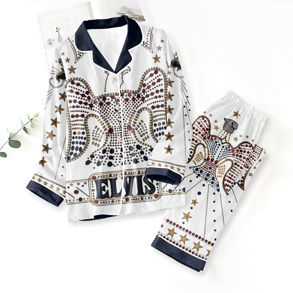 Elvis Presley Satin Pajama Set with Piping – TMTHU7985