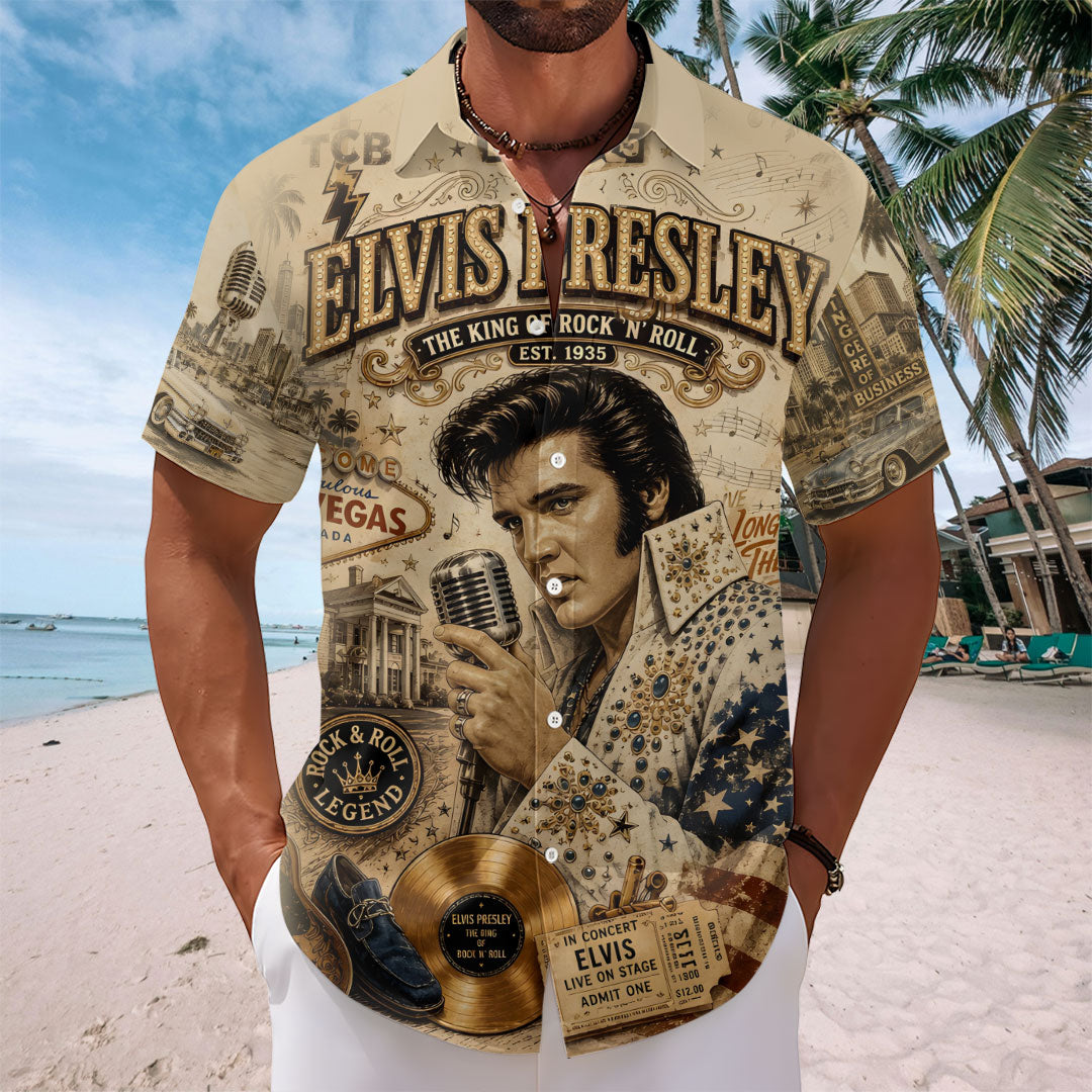 Elvis Presley Short Sleeve Button-Down Shirt – TANTN23924