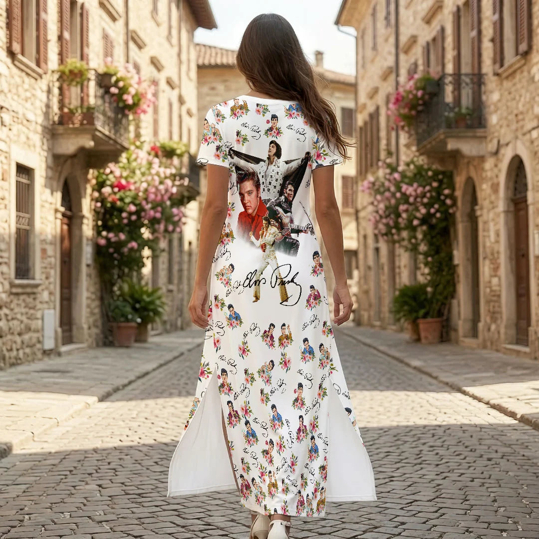 Elvis Presley Short Sleeve Maxi Dress – HOATT20855