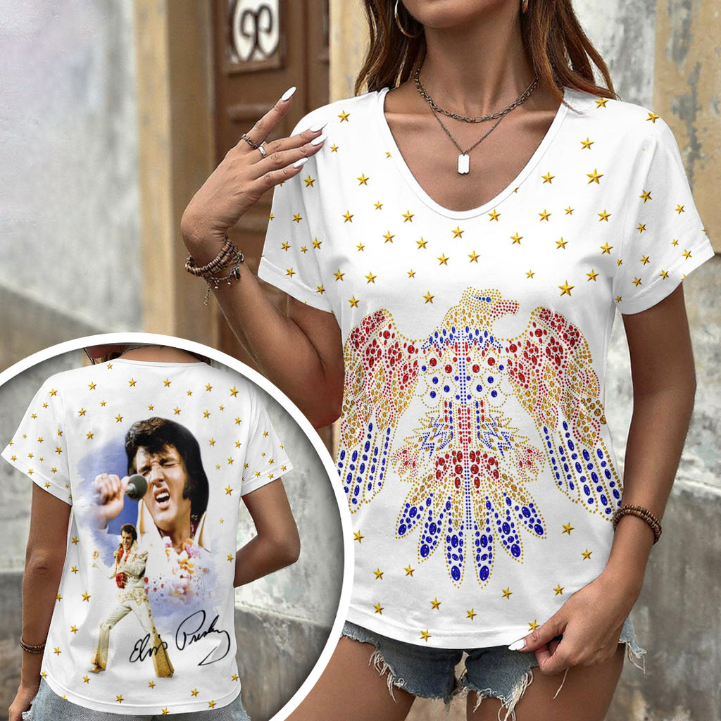 Elvis Presley 3D Women's V-Neck T-Shirt – HOATT17149