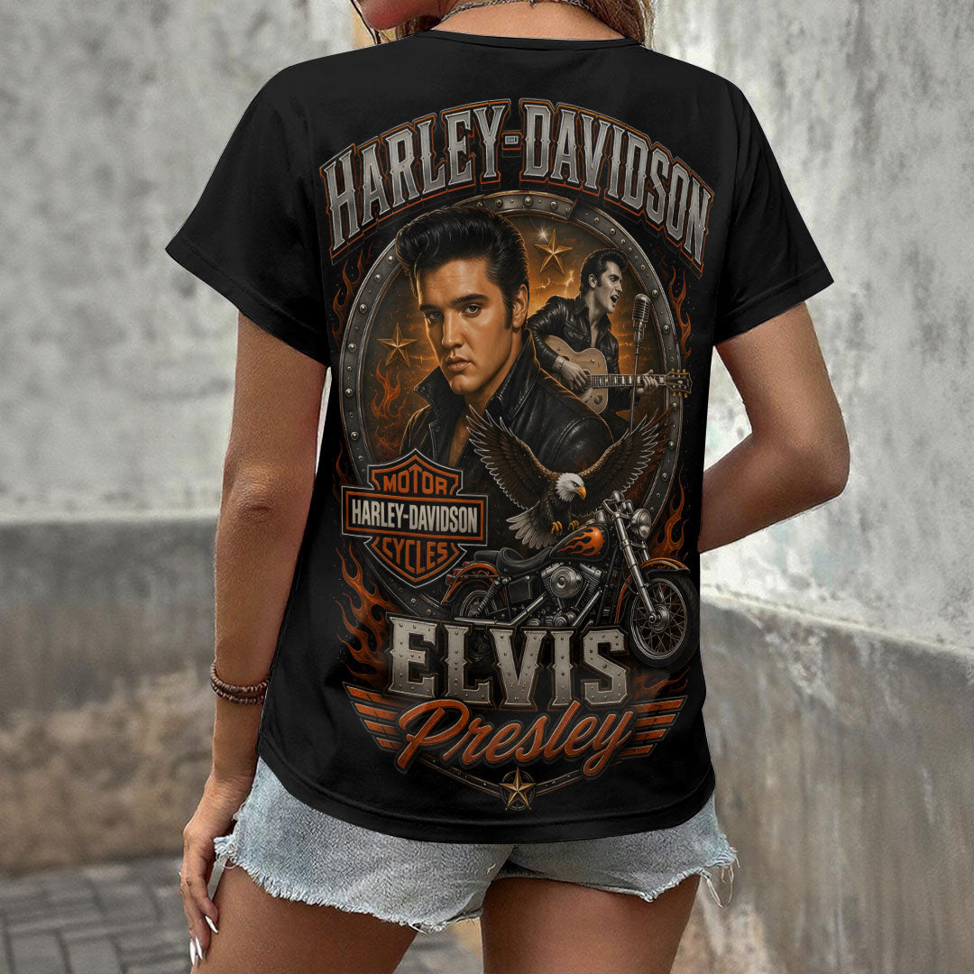 Elvis Presley 3D Women's V-Neck T-Shirt – TANTN24451