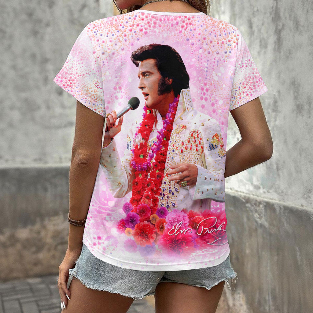 Elvis Presley 3D Women's V-Neck T-Shirt – HOATT17140