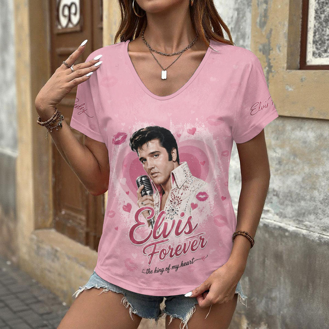 Elvis Presley 3D Women's V-Neck T-Shirt – TANTN24443