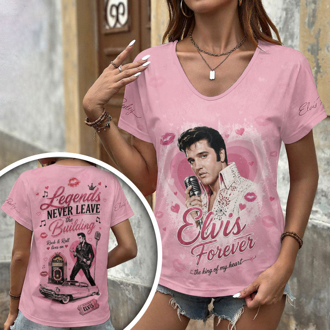 Elvis Presley 3D Women's V-Neck T-Shirt – TANTN24443