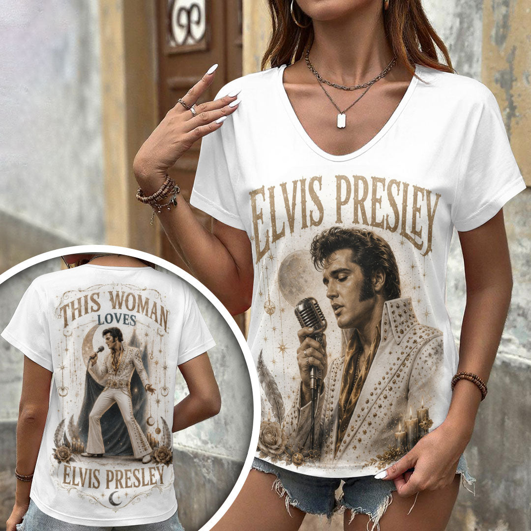 Elvis Presley 3D Women's V-Neck T-Shirt – TANTN24449