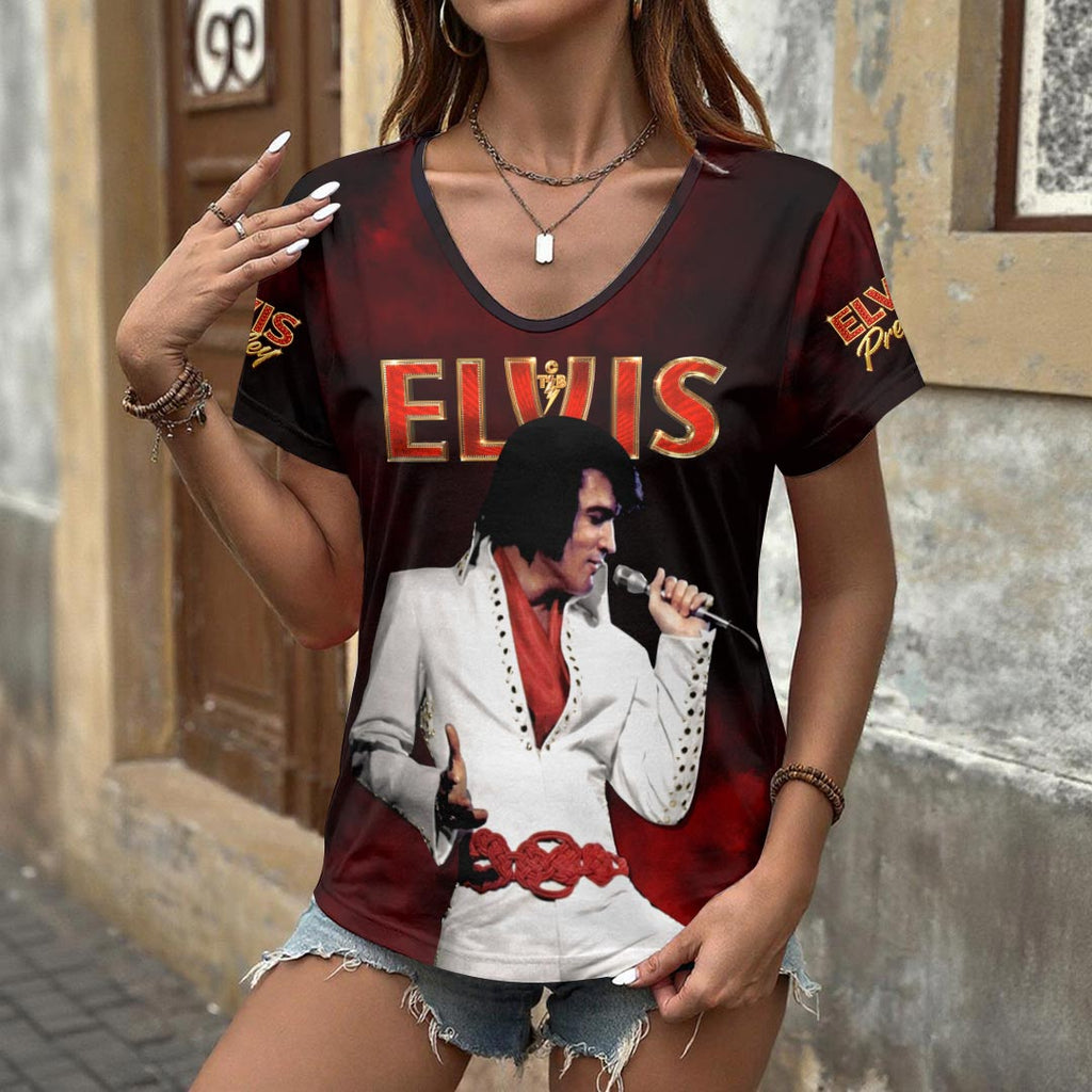 Elvis Presley 3D Women's V-Neck T-Shirt – HOATT17594