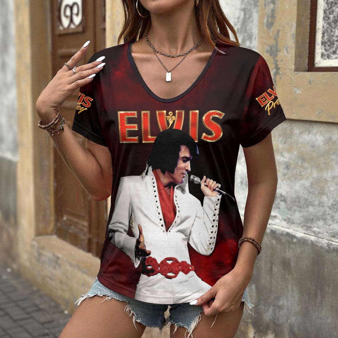 Elvis Presley 3D Women's V-Neck T-Shirt – HOATT17594