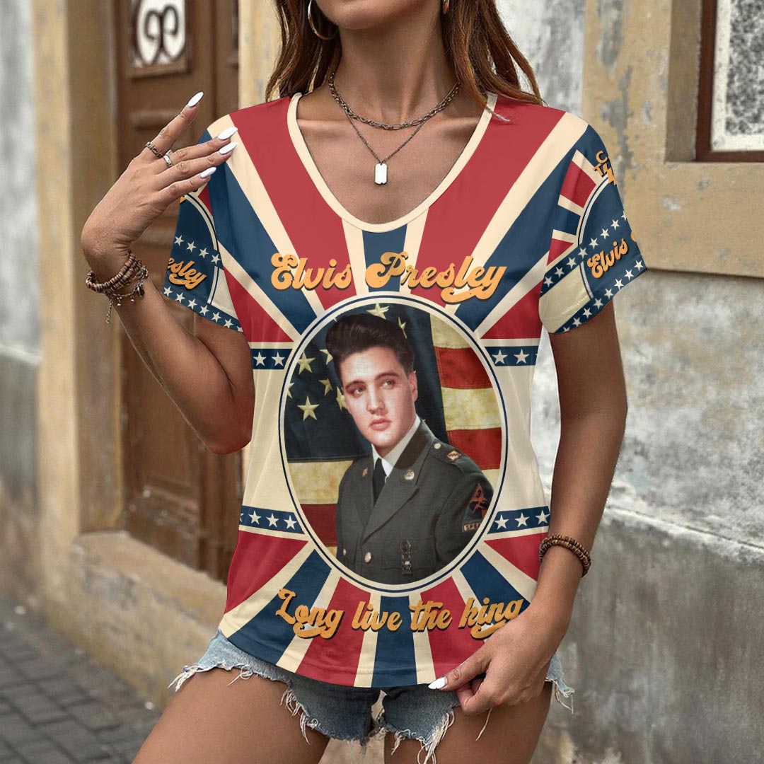 Elvis Presley 3D Women's V-Neck T-Shirt – HOATT17800