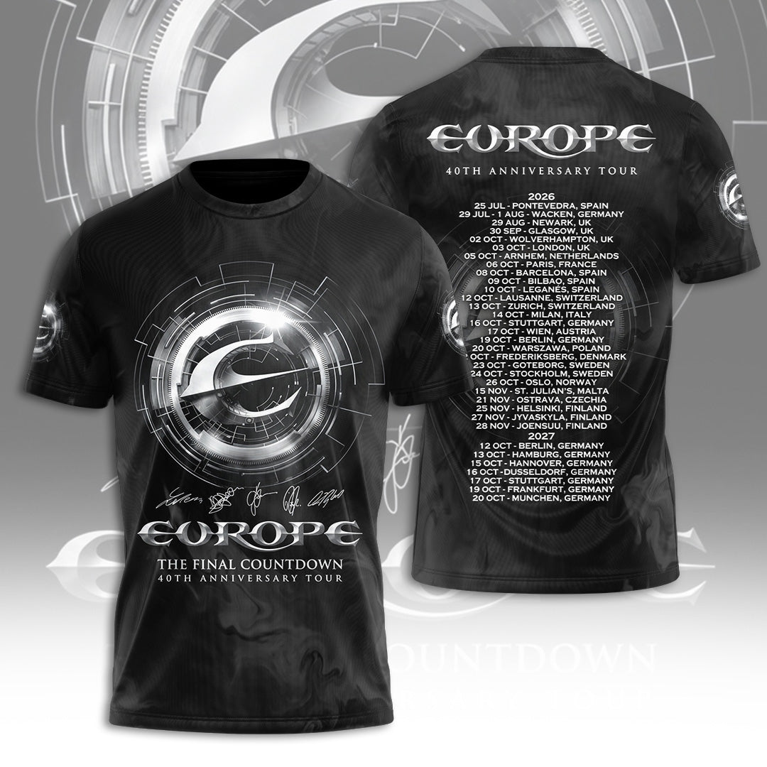 Europe 40th Anniversary Tour 2026 3D Apparel – TANTN24549