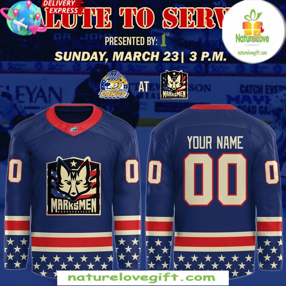 2026 Fayetteville Marksmen Salute to Service Hockey Jersey