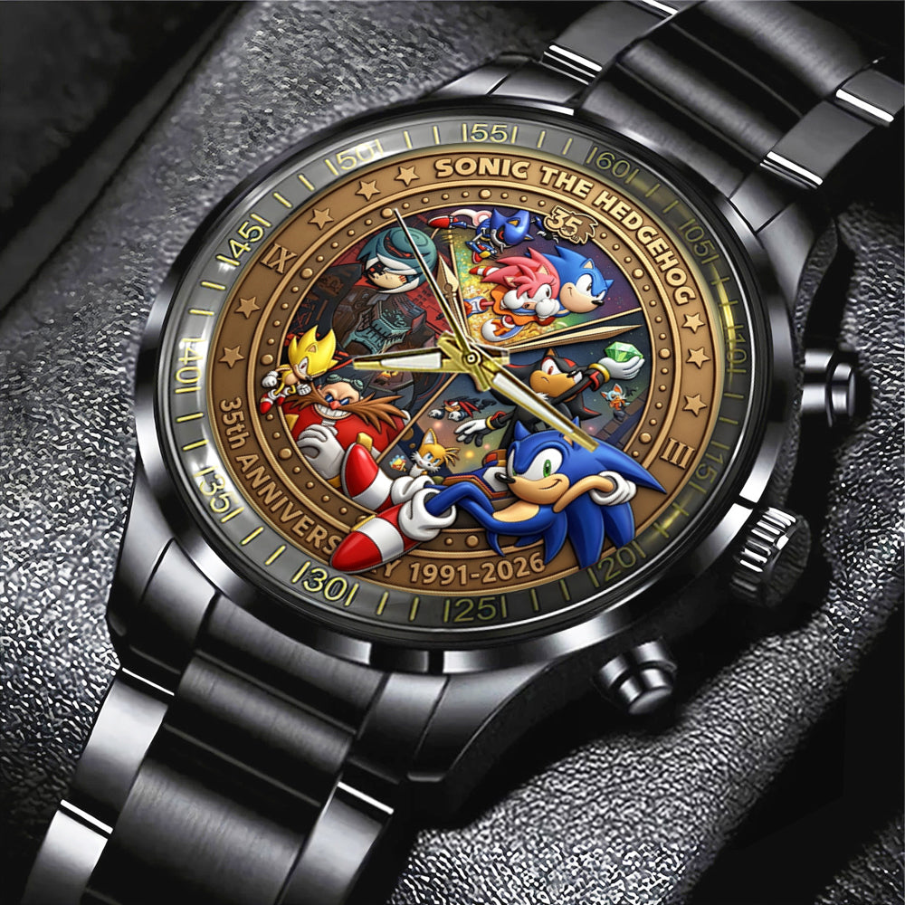 Sonic the Hedgehog 35th Anniversary Black Stainless Steel Watch – TMTHU7099