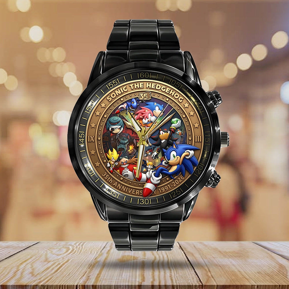 Sonic the Hedgehog 35th Anniversary Black Stainless Steel Watch – TMTHU7099