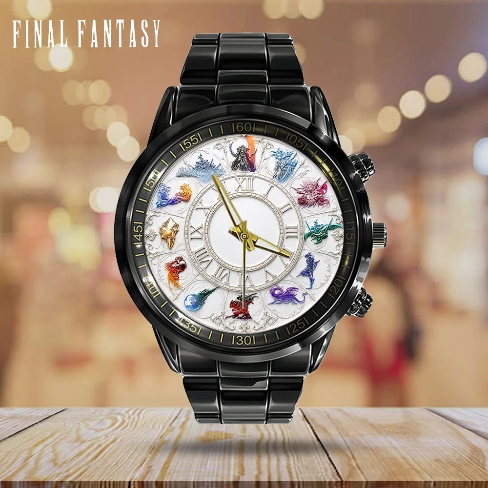Final Fantasy Black Stainless Steel Watch - GNE8386
