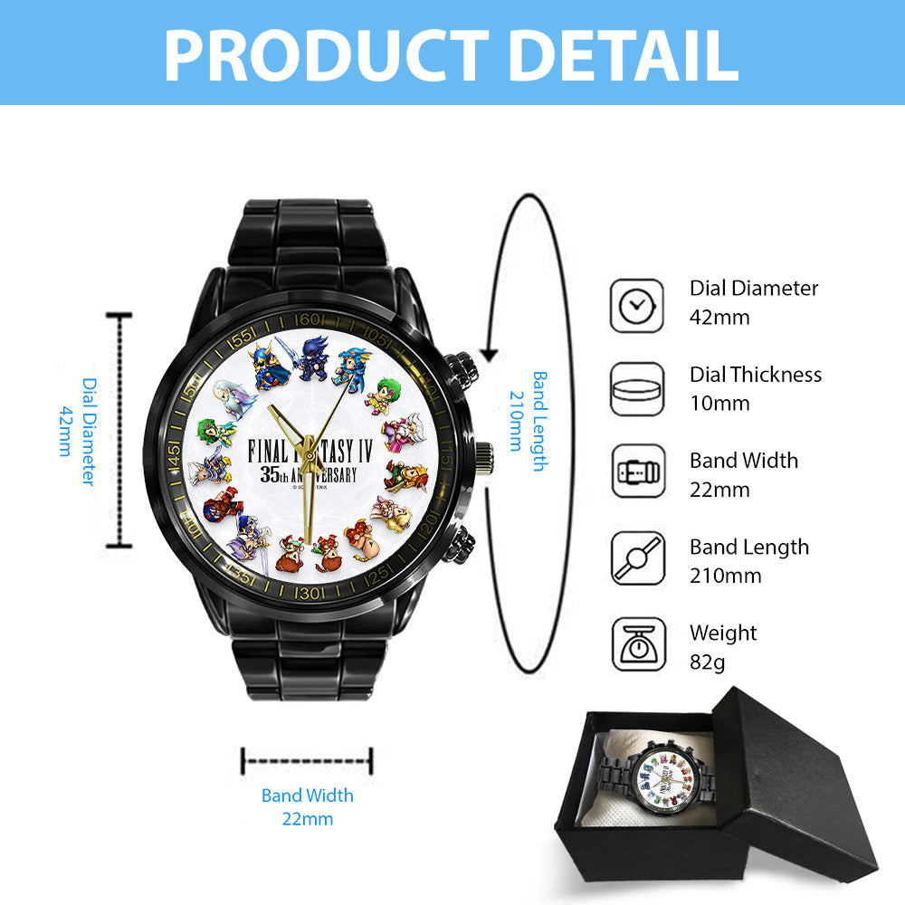 Final Fantasy IV 35th Anniversary Black Stainless Steel Watch - GNE7868