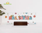 Personalized Teacher Name Plate Floral Desk Sign Acrylic Plaque Back To School Gift