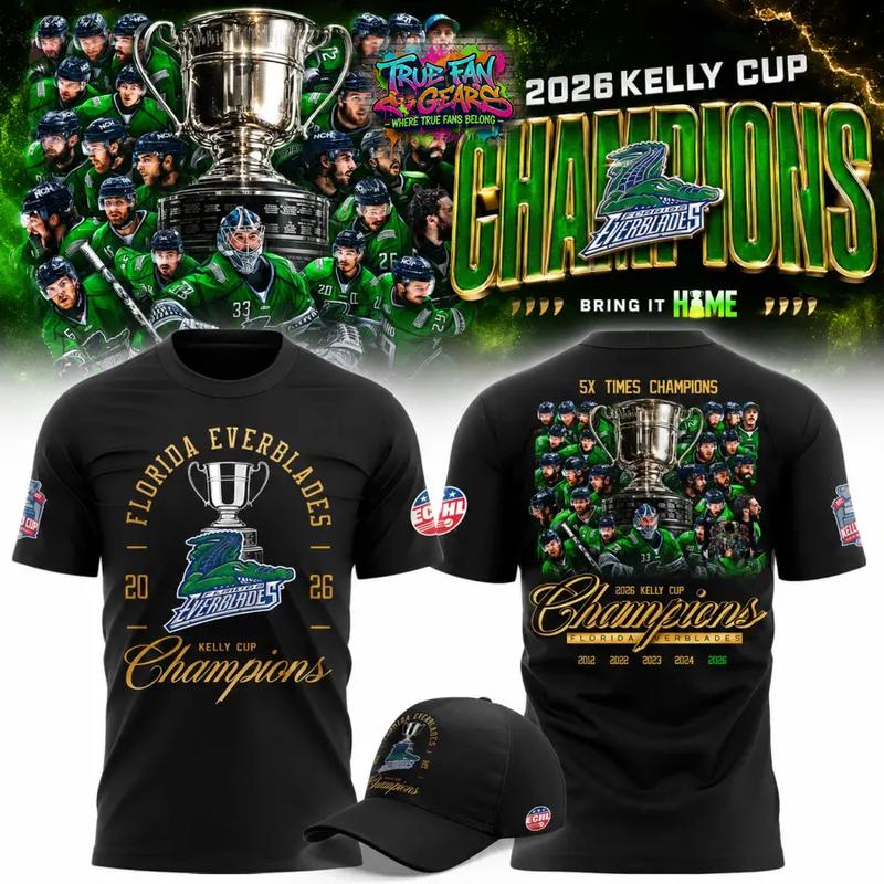 Florida Everblades 2026 Kelly Cup Champions Limited Edition Tee Shirt