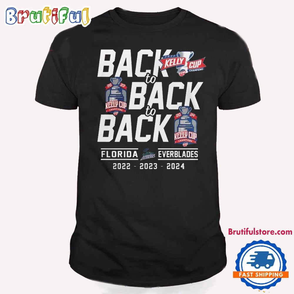 Florida Panthers Everblades 2024 Kelly Cup Champions Back To Back T Shirt