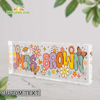 Flowers Personalized Teacher Name Plate Acrylic Plaque Desk Decor Back To School Gifts