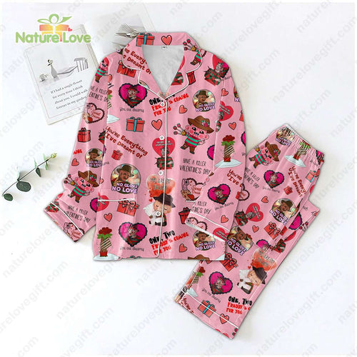 Freddy Krueger Cartoon Lover Valentines Pajamas Set