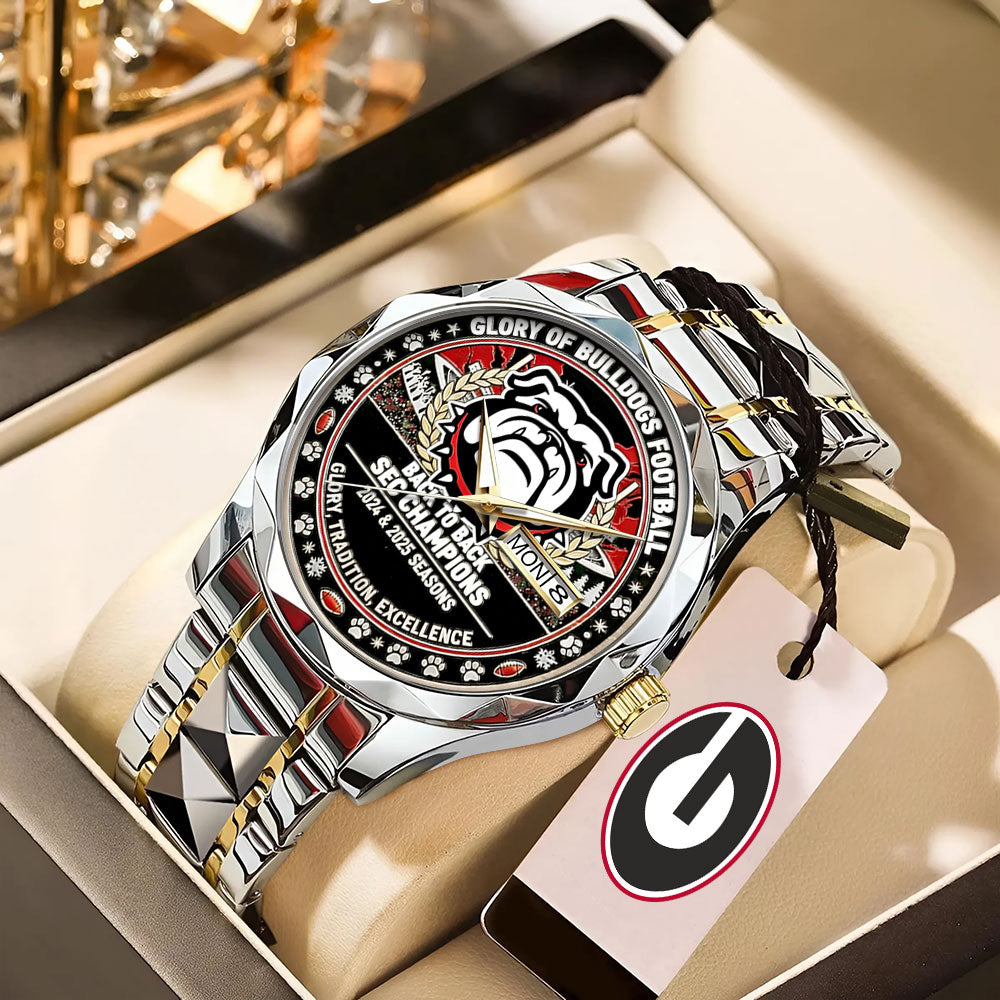 Georgia Bulldogs Football 2025 SEC Champions Alloy Luxury Quartz Watch – MAITM14010