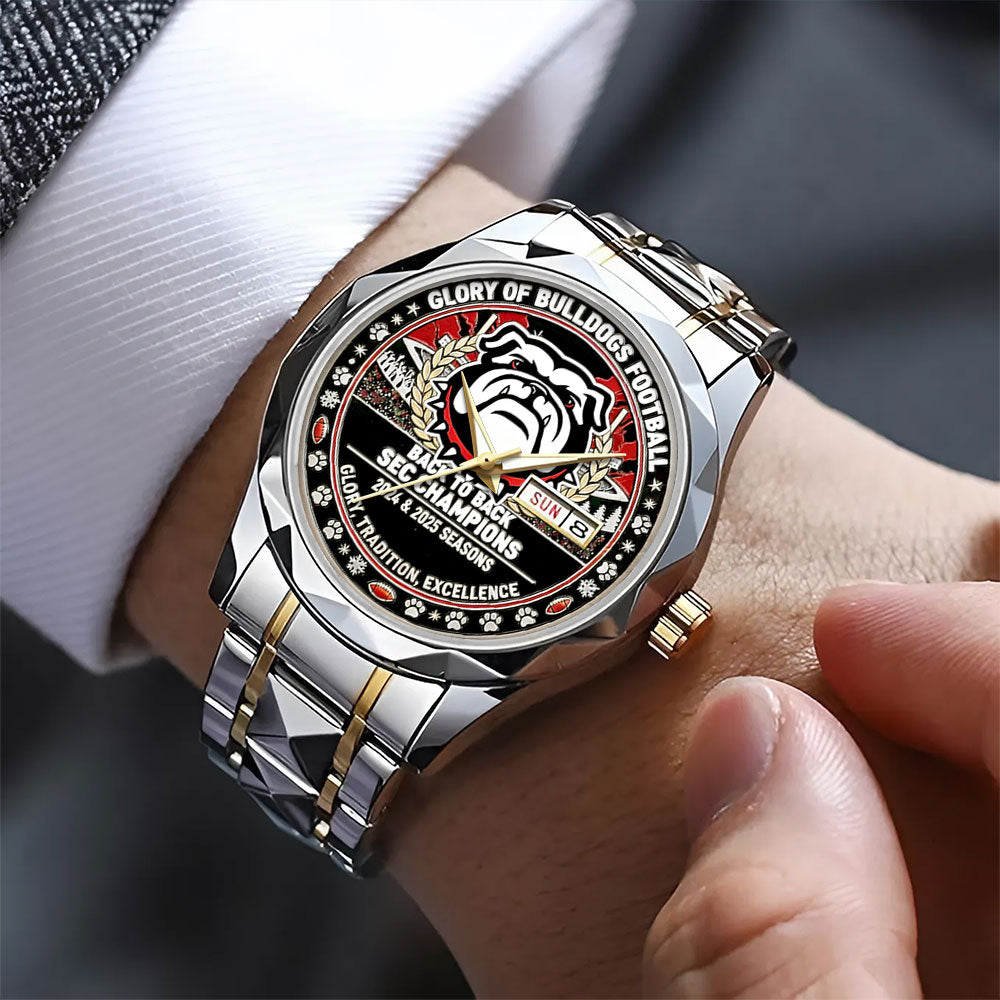 Georgia Bulldogs Football 2025 SEC Champions Alloy Luxury Quartz Watch – MAITM14010