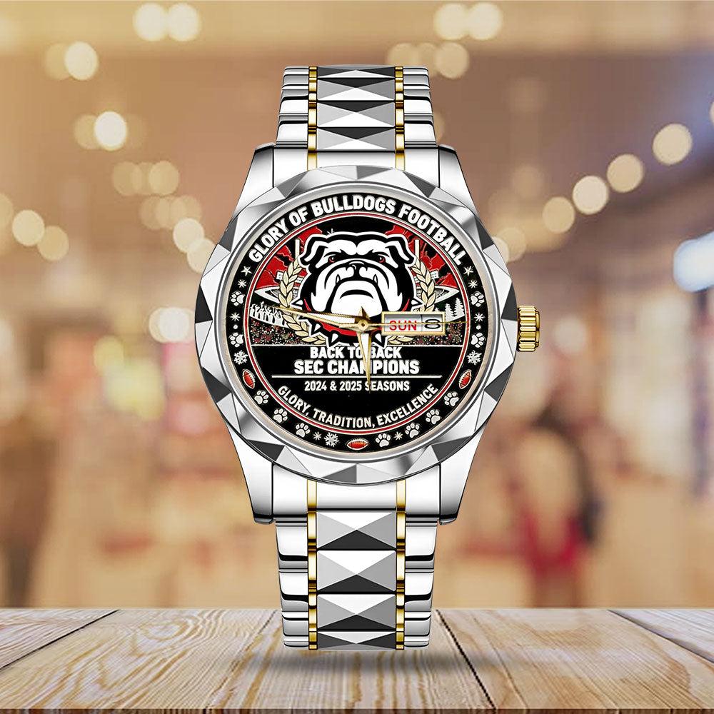 Georgia Bulldogs Football 2025 SEC Champions Alloy Luxury Quartz Watch – MAITM14010
