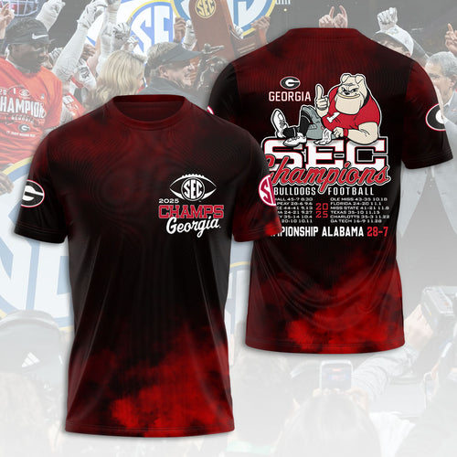 Georgia Bulldogs Football 2025 SEC Champions 3D Apparel – HOATT14983