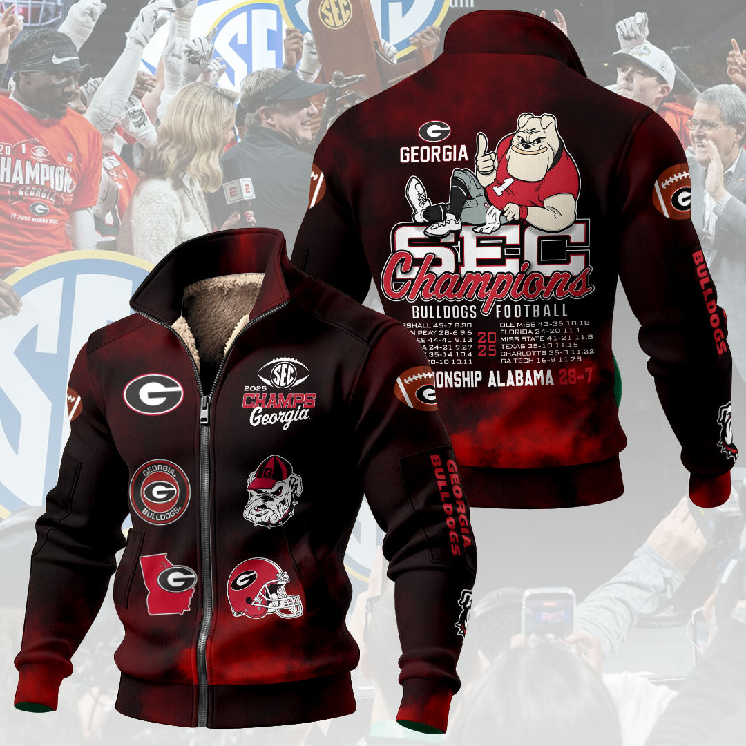 Georgia Bulldogs Football 2025 SEC Champions Thick Knit Fleece Jacket – HOATT15050