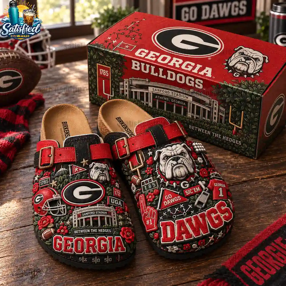 Georgia Bulldogs NCAA 3D Embossed Suede Clogs