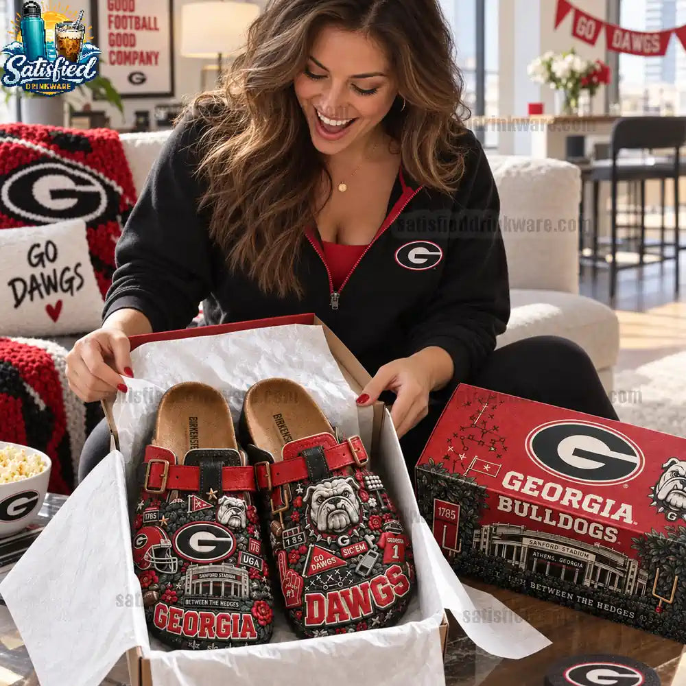 Georgia Bulldogs NCAA 3D Embossed Suede Clogs