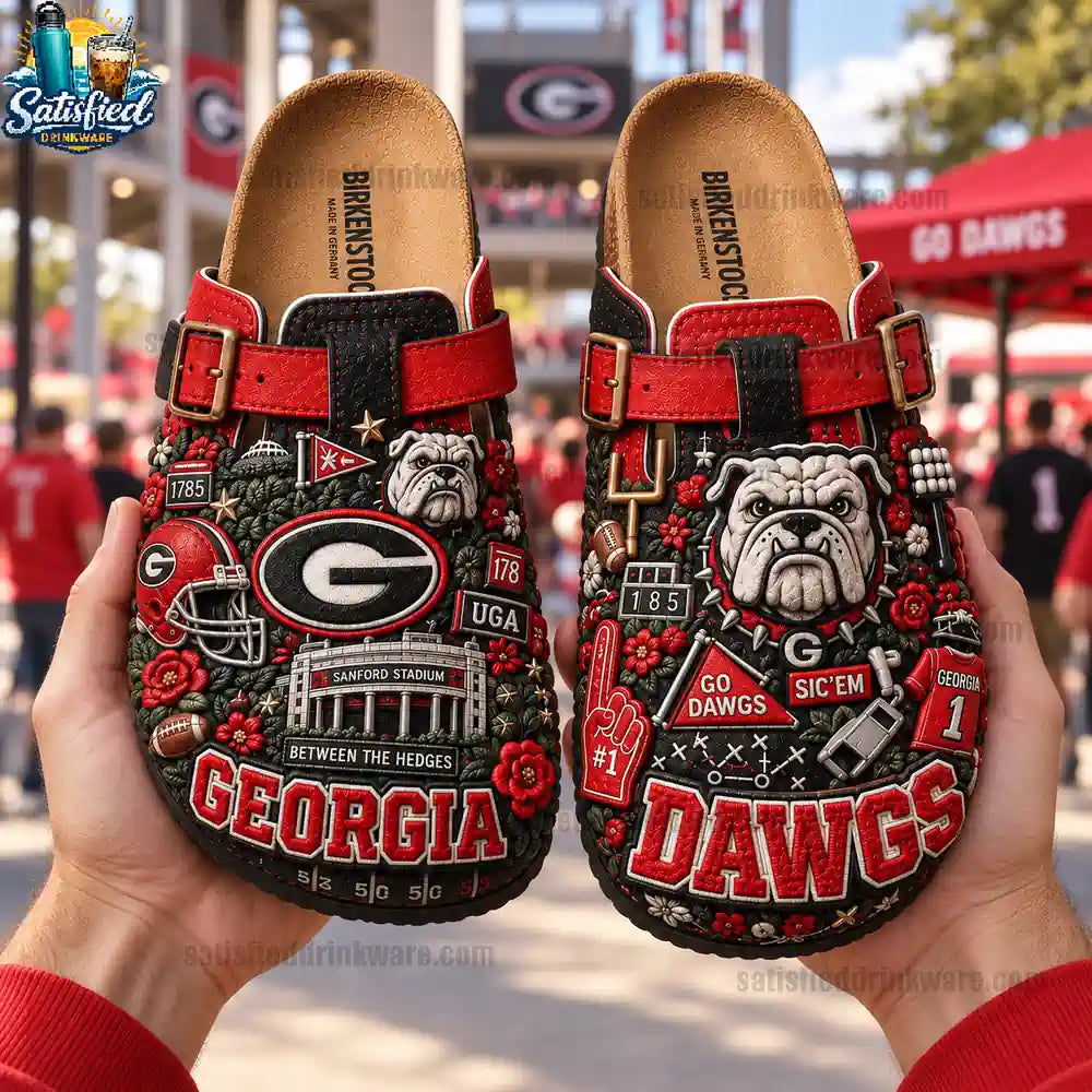 Georgia Bulldogs NCAA 3D Embossed Suede Clogs