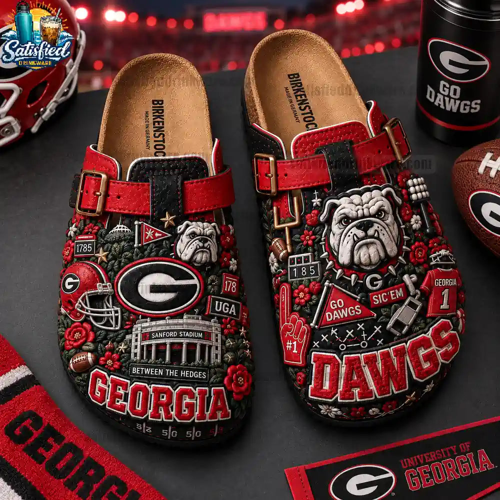 Georgia Bulldogs NCAA 3D Embossed Suede Clogs