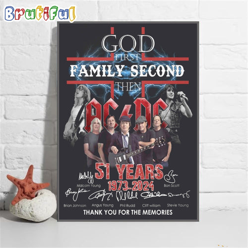 God First Family Secod Then 51 Years 1973-2024 World Tour ACDC PWR Up Tour 2024 Poster Canvas