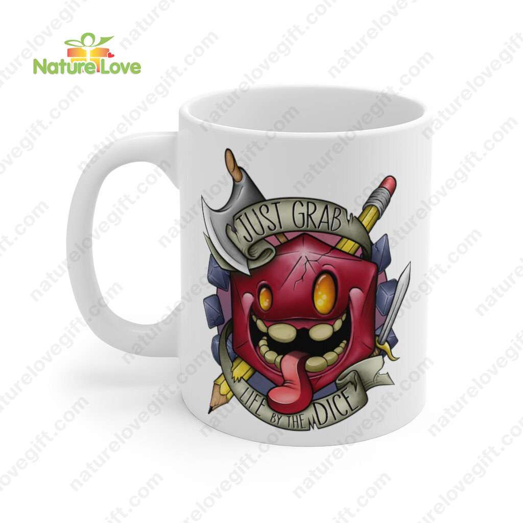 Grab Life by The Dice Mug DnD Dungeons and Dragons Gift