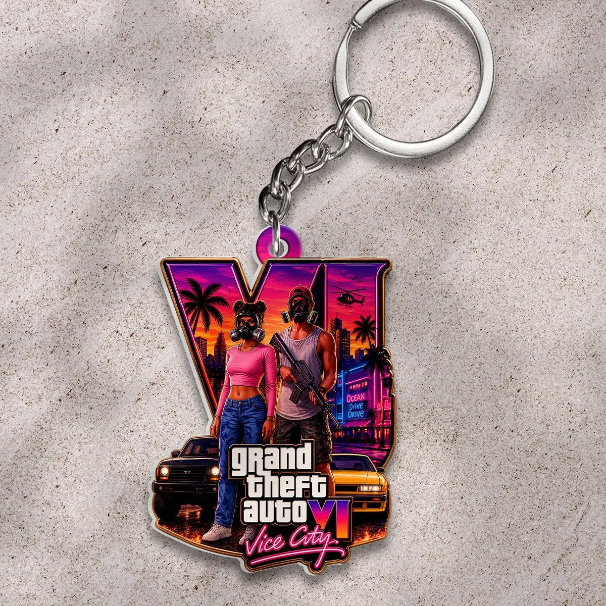 Grand Theft Auto VI Custom Shape 2-sided Keychain – HOATT20588