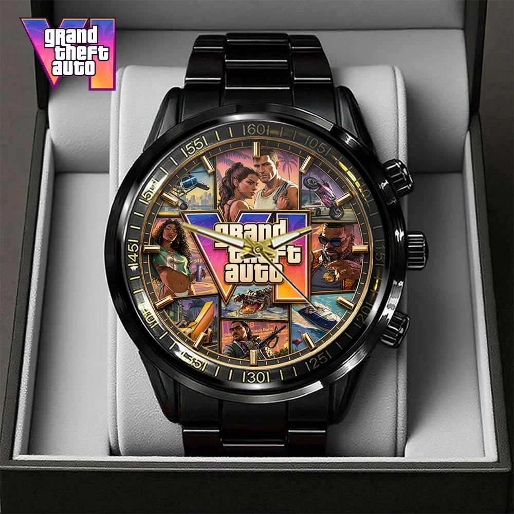 Grand Theft Auto VI Black Stainless Steel Watch - GNE8379