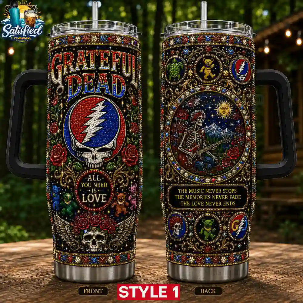 Grateful Dead Skull & Roses 40oz With Handle Tumbler