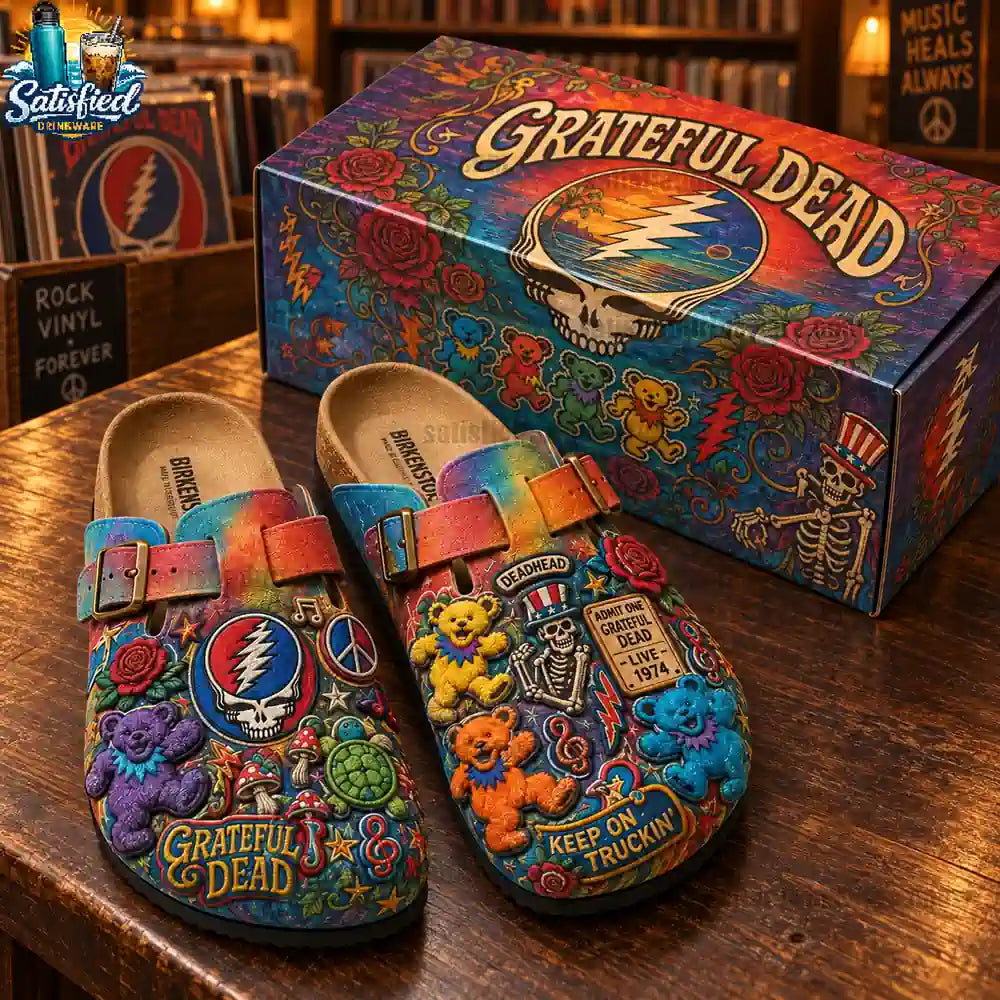 Grateful Dead Steal Your Face 3D Embossed Suede Clogs